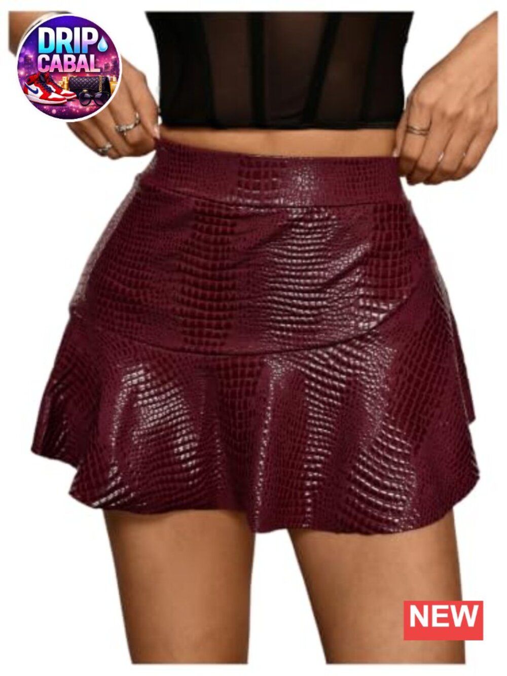 Faux Leather Ruched Skort Shorts High Waisted Bodycon Party